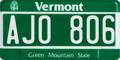 VT license plate AJO806