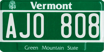VT license plate AJO808
