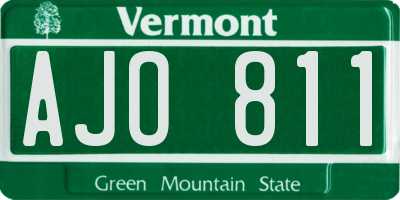 VT license plate AJO811