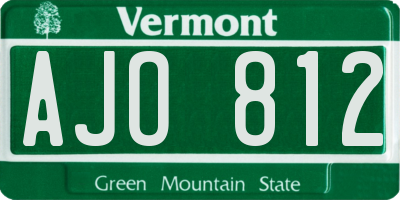 VT license plate AJO812