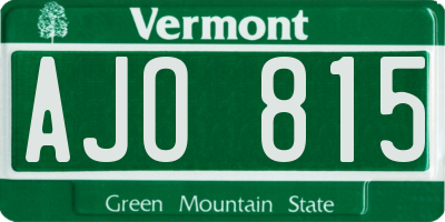 VT license plate AJO815