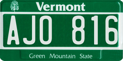 VT license plate AJO816