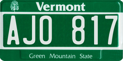 VT license plate AJO817