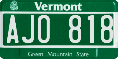 VT license plate AJO818