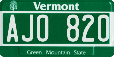 VT license plate AJO820