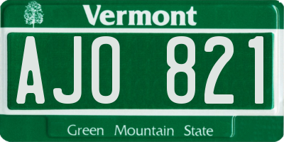 VT license plate AJO821