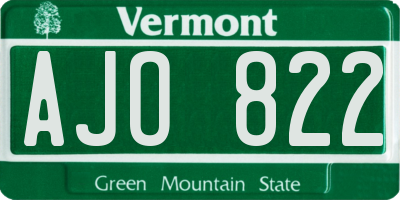 VT license plate AJO822