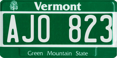 VT license plate AJO823