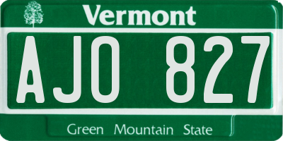 VT license plate AJO827