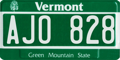 VT license plate AJO828