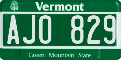 VT license plate AJO829