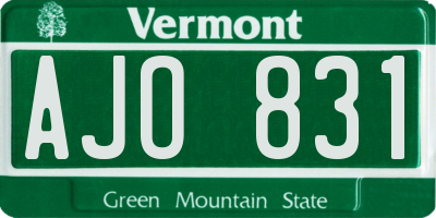 VT license plate AJO831