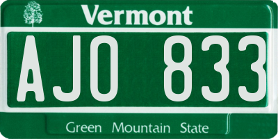VT license plate AJO833