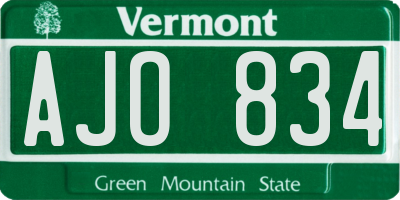 VT license plate AJO834