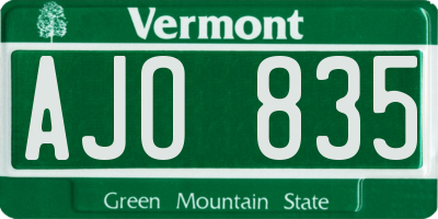 VT license plate AJO835