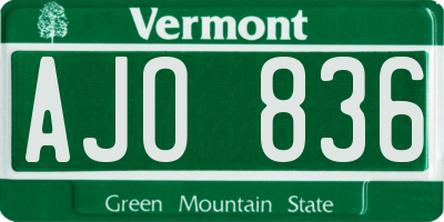 VT license plate AJO836
