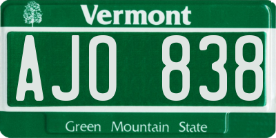 VT license plate AJO838