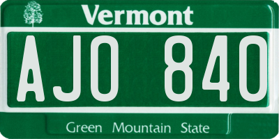 VT license plate AJO840