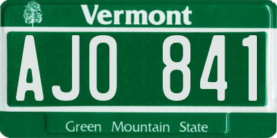 VT license plate AJO841