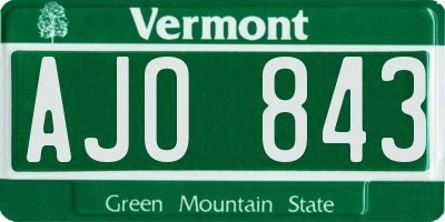 VT license plate AJO843