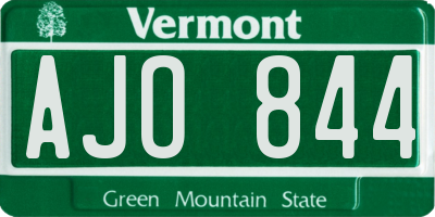 VT license plate AJO844