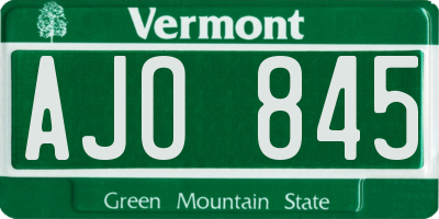VT license plate AJO845