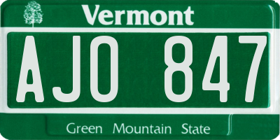 VT license plate AJO847