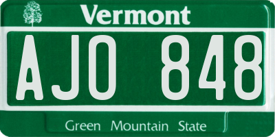 VT license plate AJO848