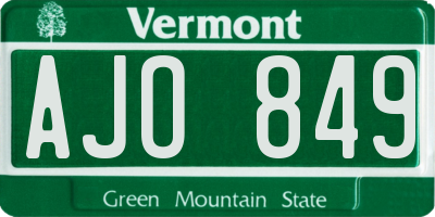 VT license plate AJO849