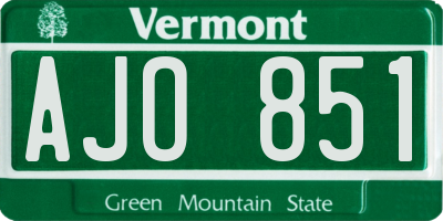 VT license plate AJO851