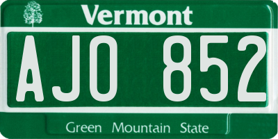 VT license plate AJO852