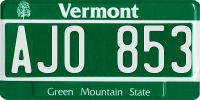 VT license plate AJO853
