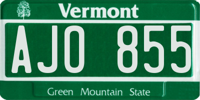 VT license plate AJO855