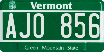VT license plate AJO856