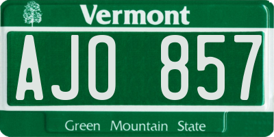 VT license plate AJO857