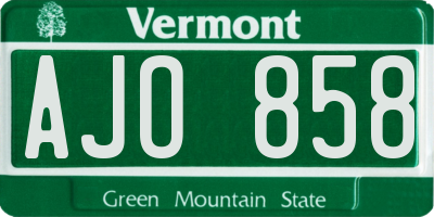 VT license plate AJO858