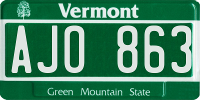 VT license plate AJO863