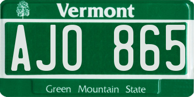 VT license plate AJO865