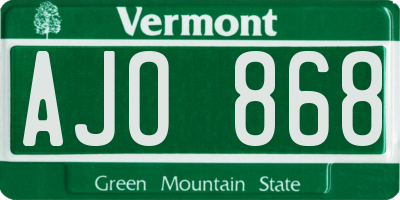 VT license plate AJO868