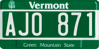 VT license plate AJO871