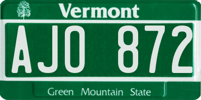 VT license plate AJO872