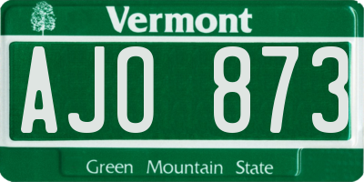 VT license plate AJO873