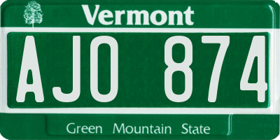VT license plate AJO874