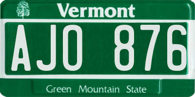 VT license plate AJO876