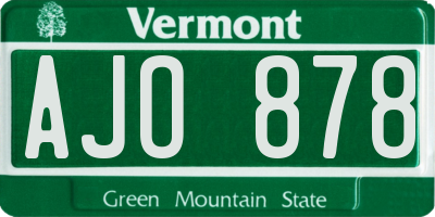 VT license plate AJO878