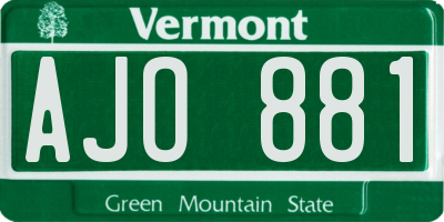 VT license plate AJO881