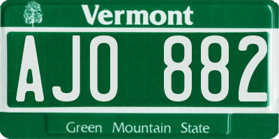 VT license plate AJO882