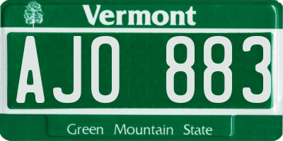 VT license plate AJO883