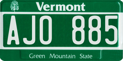 VT license plate AJO885