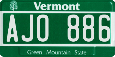 VT license plate AJO886